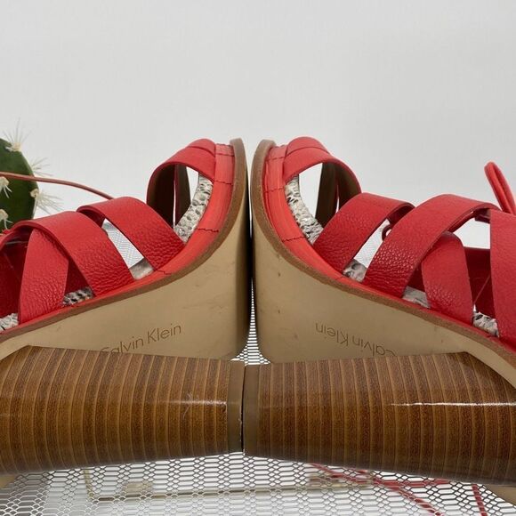 Calvin Klein Panelope Toscana Wrap Ankle‎ Strapping Heeled Open Toe Sandals 8 - Picture 10 of 12